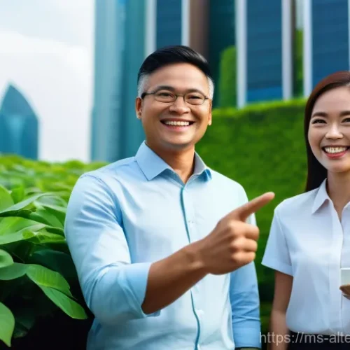 대체에너지 기업 주식 분석 - **Prompt:** A vibrant, futuristic Malaysian cityscape at sunset, showcasing widespread adoption of s...