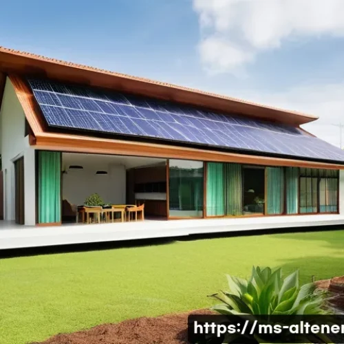 제로 에너지 건축 - **Prompt:** A vibrant, sunlit exterior view of a modern zero-energy home located in a lush, green Ma...