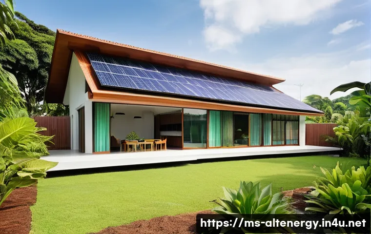 제로 에너지 건축 - **Prompt:** A vibrant, sunlit exterior view of a modern zero-energy home located in a lush, green Ma...